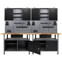 Ondis24 Werkstatt-Set Holz/Metall 240 cm grau/schwarz