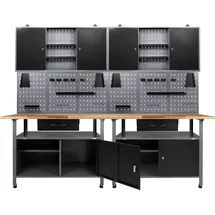 Ondis24 Werkstatt-Set Holz/Metall 240 cm grau/schwarz