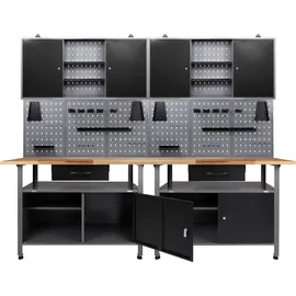 Ondis24 Werkstatt-Set Holz/Metall 240 cm grau/schwarz