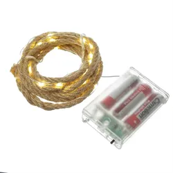 MARELIDA LED Lichterkette Seil Jute maritime Deko Kordel Tau 40LED 2m Timer für Innen