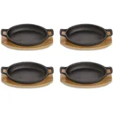 Echtwerk Servierschalen Set aus Gusseisen, Servierpfännchen, Auflaufform mit Servierbrett, Grillpfanne, Bereits eingebrannt, Für Backöfen, Grill, und BBQ geeignet, zum Servieren, Big-Edition, 4tlg