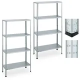Relaxdays Verzinktes Schwerlastregal im 2er Set Schwarz,Silber