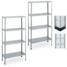 Relaxdays Verzinktes Schwerlastregal im 2er Set Schwarz,Silber