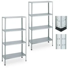 Relaxdays Verzinktes Schwerlastregal im 2er Set Schwarz,Silber
