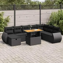 vidaXL Garten-Sofagarnitur 9-tlg. schwarz