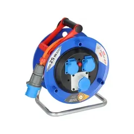 Brennenstuhl Garant G CEE Camping-/Maritimkabeltrommel, CEE 230V/16A auf 2x Schuko + 1x CEE 230V/16A, 25m, H07RN-F 3G2,5