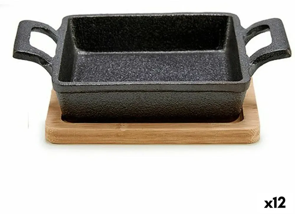 Tapas Servierpfanne Braun Schwarz Bambus Eisen 19 x 5 x 14 cm (12 Stück)