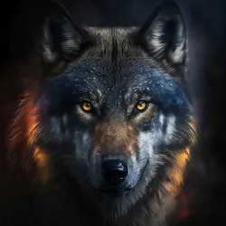 Acrylglasbild MYSTERIOUS WOLF - schwarz