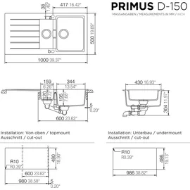 Schock Spüle PRIMUS D-150 in ONYX - Schwarz