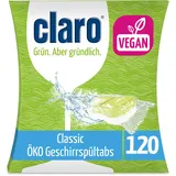 claro Classic Öko Geschirrspül-Tabs - 120 Spülmaschinen-Tabs - phosphatfrei, umweltfreundlich & vegan - wasserlösliche Folie