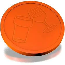 CombiCraft Kunststoff Wertmarken in Orange 29mm Durchmesser mit Bier- und Weinglas Relief - 250 Stück Verpackung