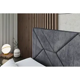 altdecor Boxspringbett mit Fußteil, 2 Matratzen und Topper - 160x200 cm - BARWA-Z KING - Dunkelgrau Samt - Polsterbett mit, H3- und H4- Matratzen,... - Dunkelgrau