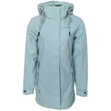 Dry Fashion Damen Funktionsmantel Leer mit abnehmbarer Kapuze - Taillierte Funktionsjacke wasserdicht und winddicht in Hellblau Größe 50 - 50