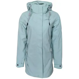 Dry Fashion Damen Funktionsmantel Leer mit abnehmbarer Kapuze - Taillierte Funktionsjacke wasserdicht und winddicht in Hellblau Größe 50 - 50