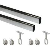 Emuca Korpusschienen, Chrom, Metall, 115 cm, Schlafzimmer, Kleiderschränke, Schrankzubehör, Kleiderstange