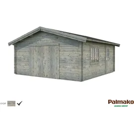 PALMAKO AS Blockbohlen-Garage, BxT: 540 x 540 cm (Außenmaße), Holz - grau