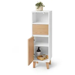 Tchibo - Bad-Beistellschrank mit Schublade und Tür - 30x30x95cm - braun - Eschen-Massivholz