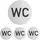 Relaxdays WC Schild, 4er Set, rund, Türschild zum Aufkleben, Ø 10 cm, Bad & Gäste-WC, Aluminium, Toilettenschild, silber