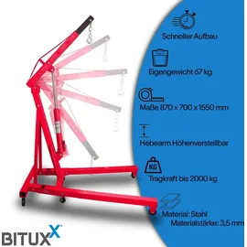 BITUXX Motorheber Stahl 2000 kg Rot
