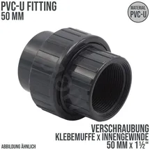 Mega Group - Verschraubung PVC-U 50 mm x 1 1/2 Klebemuffe x Innengewinde 10 bar, Grau,