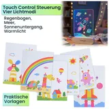 ideoon diy 2er-Set Kreative LED Acryl Maltafel für Kinder: Kabellose DIY Lampe mit Akku & 7 Buntstifte