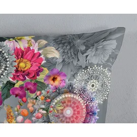 Muller Textil Olinga Blumen/Mandala Grau 155 x 220 cm + 2 x 80 x 80 cm