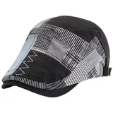 LuxusKollektion Schiebermütze Schiebermütze Herren Flatcap Patchwork Schirmmütze M-L Schwarz-a bunt