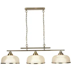 Bistro II Retro Vintage Pendelleuchte 3-flammig messing antik Glasschirm geriffelt