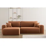 kaiser möbel Ecksofa mit Schlaffunktion L-förmiges Sofa, Capri Stoff Poso Ziegel Links