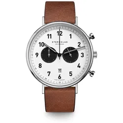 STERNGLAS - CHRONO - weiß - schwarz silber - vintage mahagoni / 43MM