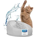 lucky kitty Lucky-Kitty Katzenbrunnen Keramik - Trinkbrunnen 1,5 Liter, grau