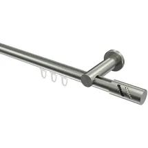 Interdeco GARDINENSTANGE INNENLAUF Platon Zoena 420 cm (geteilt in 3 x 140 cm), 1-läufig, 20 mm Ø Edelstahl-Optik