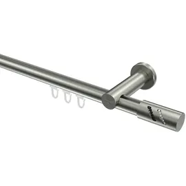 Interdeco GARDINENSTANGE INNENLAUF Platon Zoena 420 cm (geteilt in 3 x 140 cm), 1-läufig, 20 mm Ø Edelstahl-Optik