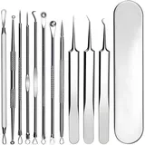 Rnitle 11 Stücke Mitesserentferner Komedonenquetscher Set,mit Metallgehäuse,Hochwertiger Edelstahl Akne Mitesser Entferner Extraktor Tools,Für Whitehead-Akne Auf Der Nase