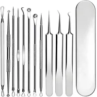 Rnitle 11 Stücke Mitesserentferner Komedonenquetscher Set,mit Metallgehäuse,Hochwertiger Edelstahl Akne Mitesser Entferner Extraktor Tools,Für Whitehead-Akne Auf Der Nase