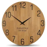 Flexistyle Wanduhr Natur 50,0 cm z228-d-1-50cm Schwarz/Mehrfarbig