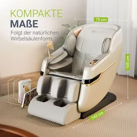 Juskys Massagesessel mit Ganzkörpermassagefunktion Kunstleder 142 x 75 x 105 cm Weiß/Hellgrau