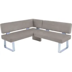 Eckbank K+W KOMFORT & WOHNEN "Santos II", grau (lightgrau), B:157cm H:87cm T:180cm, 100% Polyester, Sitzbänke, gepolstert, Eckbank, wahlweise langer Schenkel 180cm rechts oder links