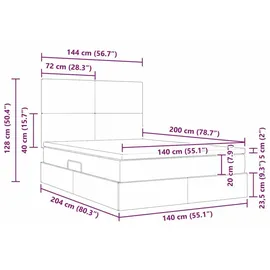 vidaXL Bett mit Stauraum und LED Hellgrau 140 x 200 cm