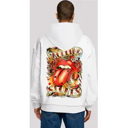 Kapuzenpullover F4NT4STIC "The Rolling Stones Tongue And Stars", Herren, Gr. 4XL, weiß, Obermaterial: 100% Baumwolle, casual, oversize, Langarm, Pullover, Musik, Band, Logo