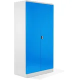 Schrank & Stuhl XL Werkzeugschrank – Werkstattschrank/Stahlschrank mit 4 höhenverstellbaren, vollverzinkten Fachböden, 195x92x50, Weiß/Lichtblau