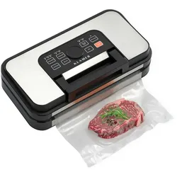 KLAMER Premium Vakuumiergerät für Lebensmittel - Vakuumierer für trockene & feuchte Lebensmittel sowie Sous Vide - doppelte Versiegelungsnaht (silber)