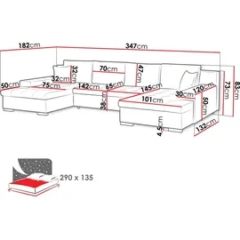 Mirjan24 Wohnlandschaft Bangkok Mini U Cord, mit Bettkasten und Schlaffunktion, Wohnzimmer, Sofas - Couches, Wohnlandschaften, Wohnlandschaften in U-Form