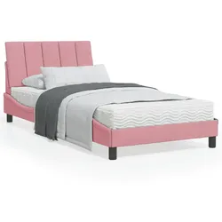 Bett mit Matratze Rosa 100x200 cm Samt
