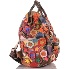 KMISSO City Backpack Pachwork Rucksack Blumen Bunt Himmelblau