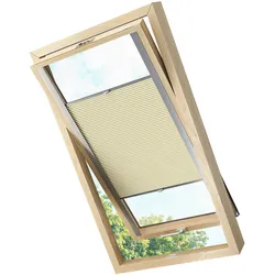 KS Handel 24 Dachfensterplissee Faltrollo Thermo verdunkelnd passend für Fakro 134x140 Sand