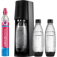 Sodastream Wassersprudler TERRA Promopack mit CO2-Zylinder und spülmaschinenfeste Kunststoff-Flasche, Schwarz, Höhe 44cm