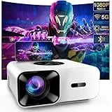Mini Beamer 4K-Unterstützung, 2024 Neuer Full HD 1080P Projektor mit 20000 Lumen, Bluetooth und WiFi, Tragbarer Heimkino Beamer für Smartphone/TV Stick/PS5, HDMI/USB/AV, kompatibel mit iOS/Android