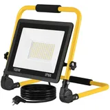 Froadp 100W LED Baustrahler, Warmweiß Fluter mit Klappbügel Stand 3m Netzkabel mit Stecker, Aluminiumgehäuse Arbeitsscheinwerfer IP66 Wasserdicht, Außenleuchte mit Blitzschutz für Gärten Stadien