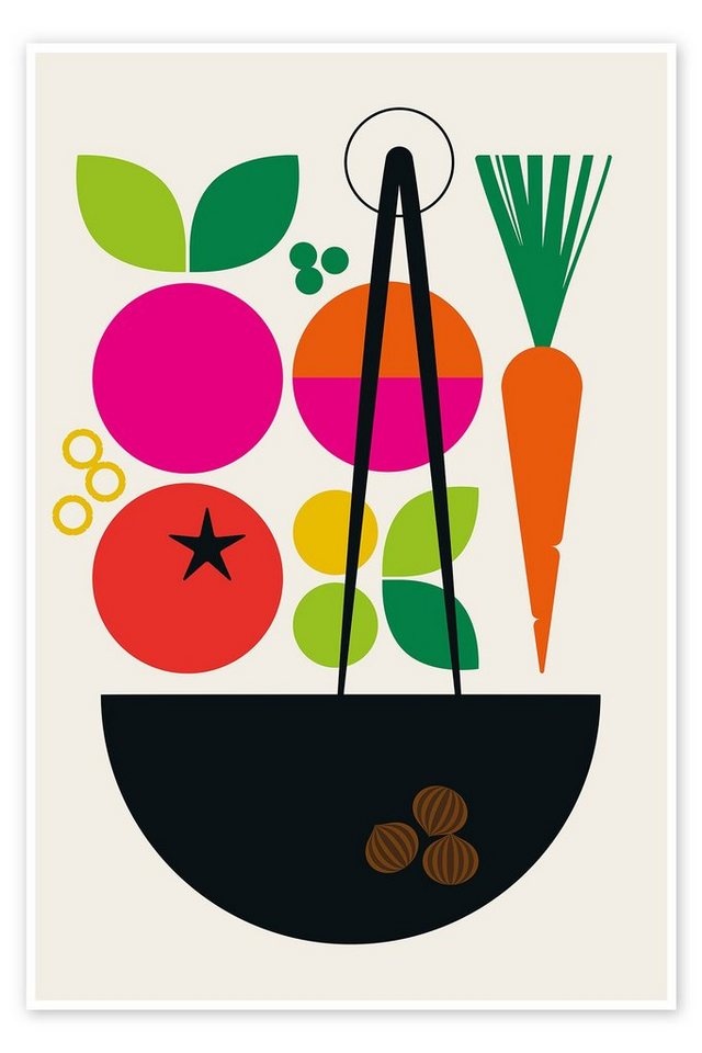 Posterlounge Poster Bo Lundberg, Cooking, Küche Lounge Illustration bunt 100 cm x 150 cm
